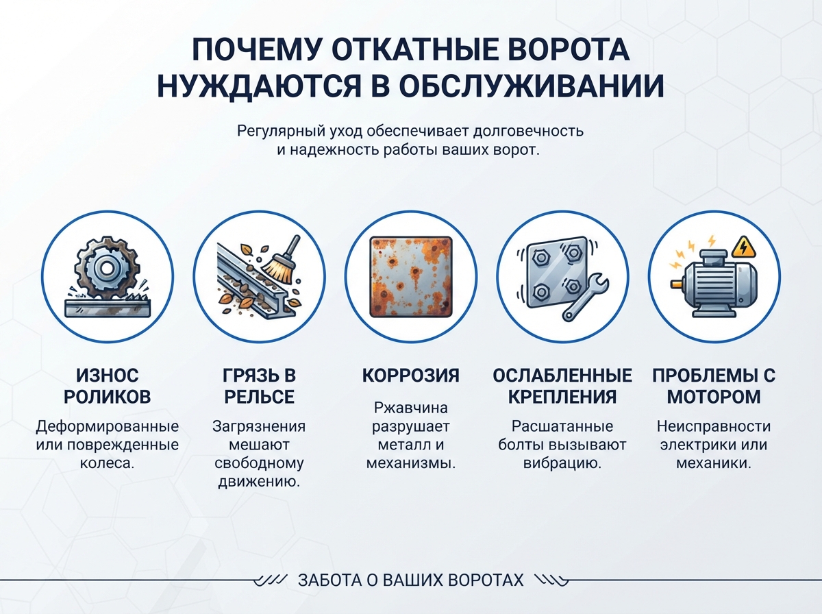 Почему откатные ворота нуждаются в регулярном обслуживании